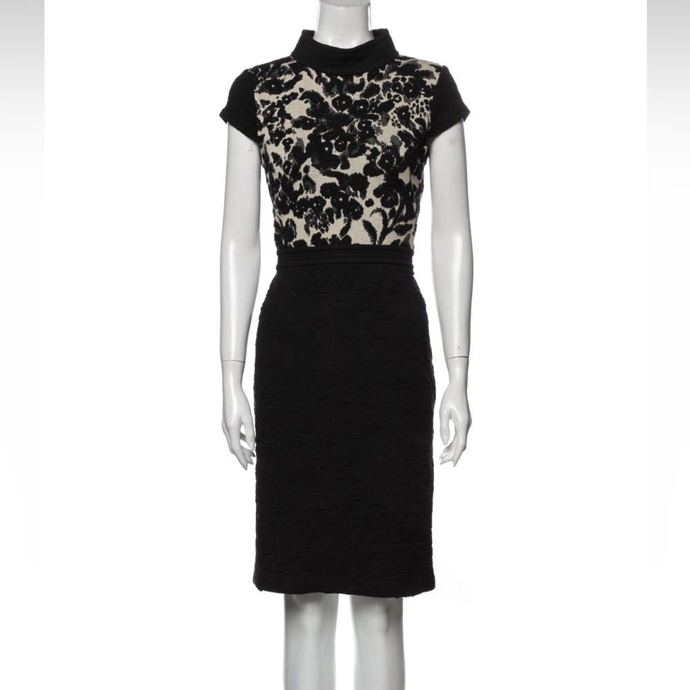 St. John Lace Pattern Midi-Length Textured Knit D… - image 1